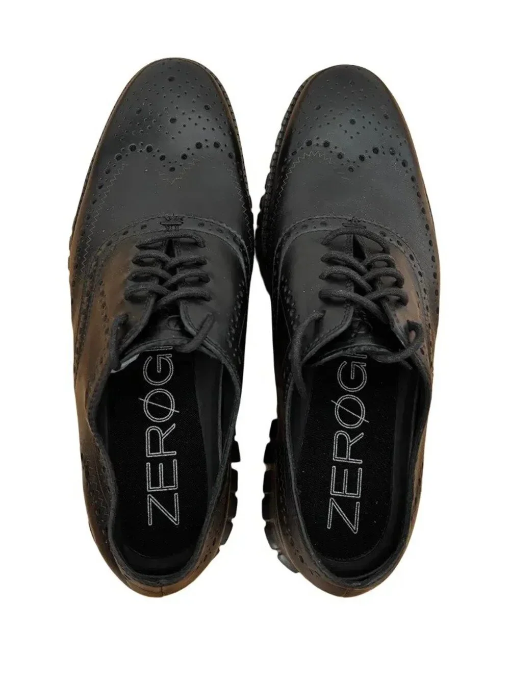 NEW COLE HAAN ZEROGRAND Wingtip Oxfords Black Leather MEN'S 10